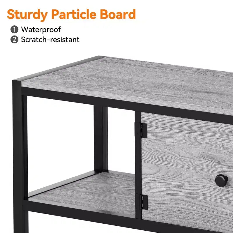 Meuble TV industriel pour téléviseurs jusqu'à 75 pouces, meuble de divertissement avec portes à ouverture par pression, console de style ferme avec étagères de rangement ouvertes, 167 cm, marron rustique