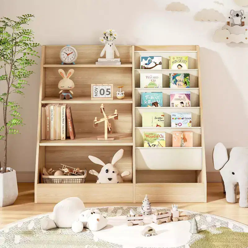 Étagère 4 niveaux pour livres et jouets pour enfants