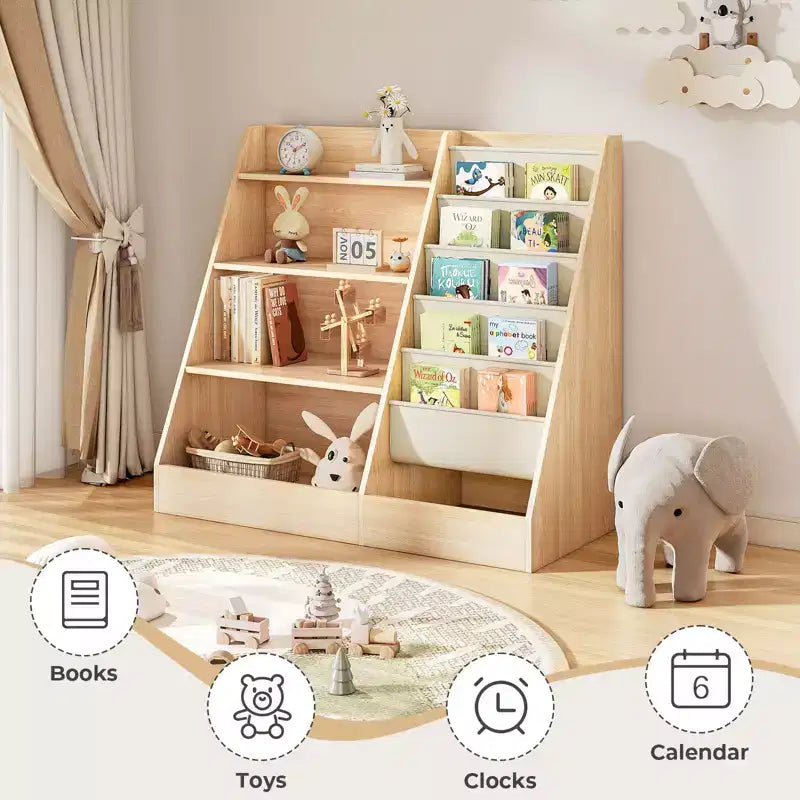 Étagère 4 niveaux pour livres et jouets pour enfants