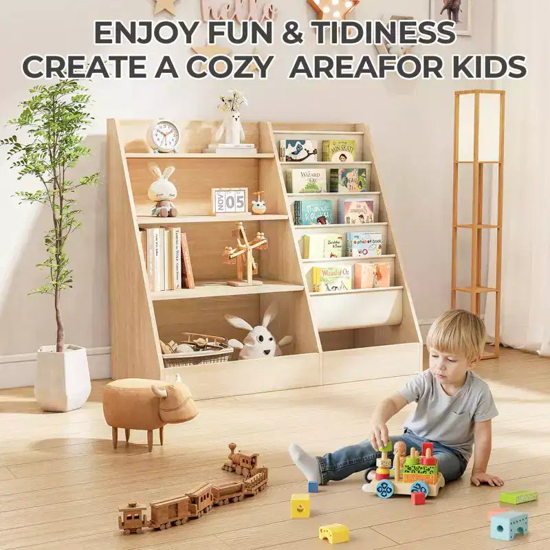 Étagère 4 niveaux pour livres et jouets pour enfants