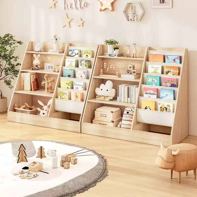 Étagère 4 niveaux pour livres et jouets pour enfants