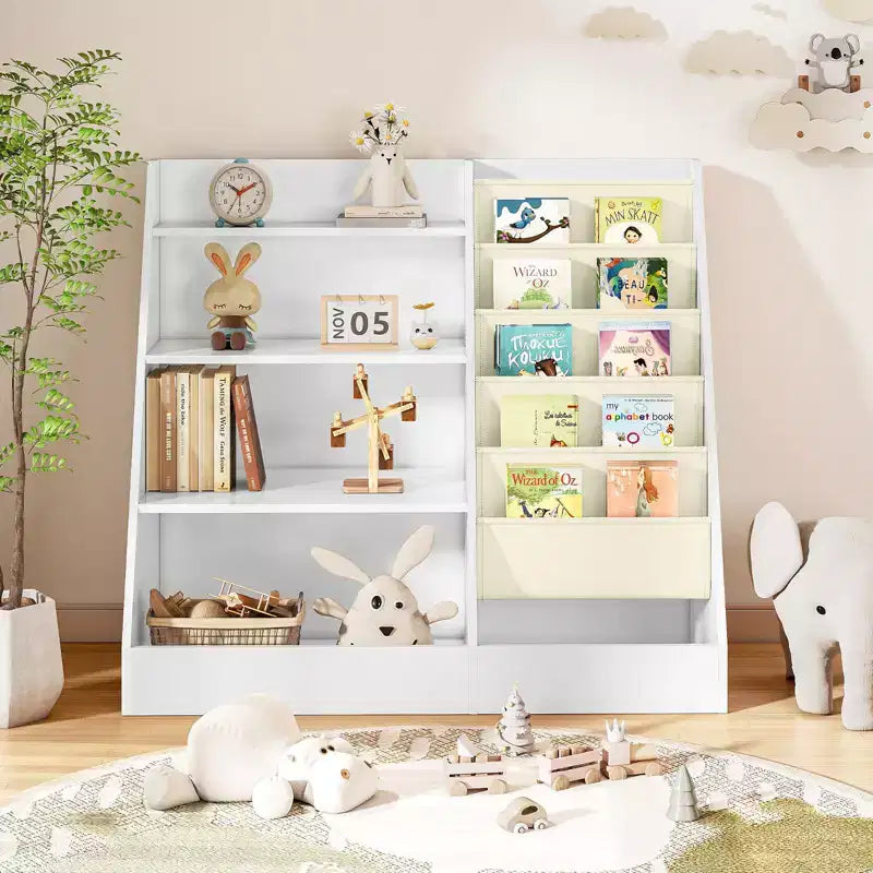 Étagère 4 niveaux pour livres et jouets pour enfants