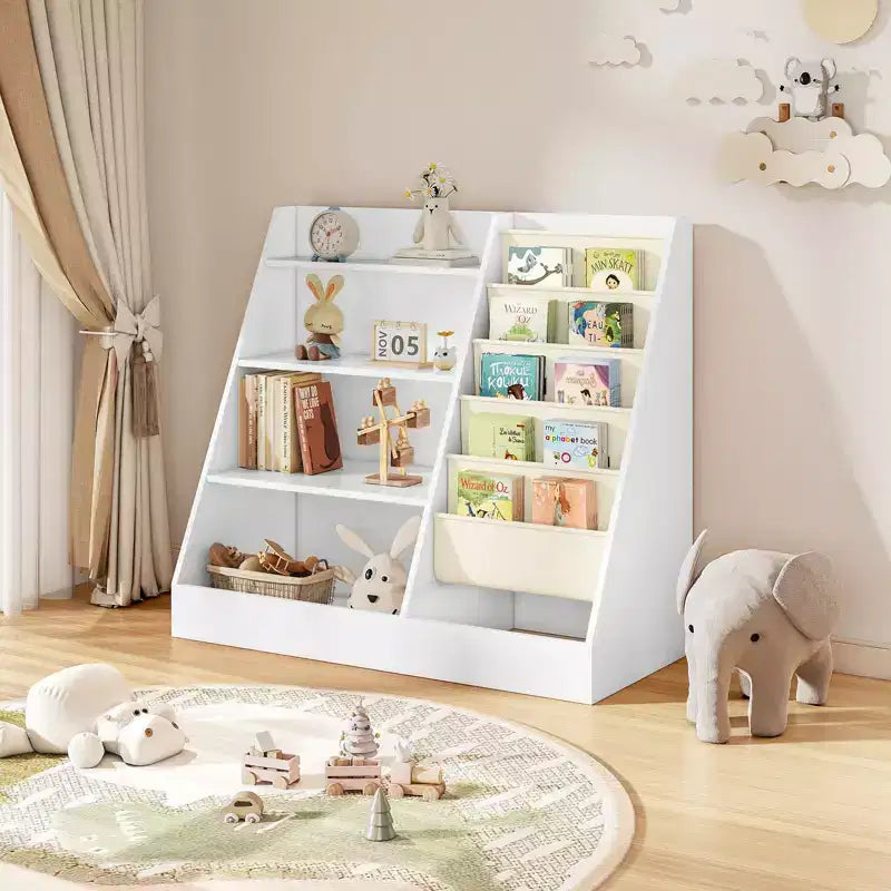 Étagère 4 niveaux pour livres et jouets pour enfants