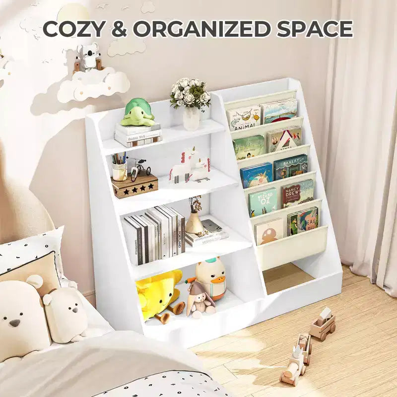 Étagère 4 niveaux pour livres et jouets pour enfants