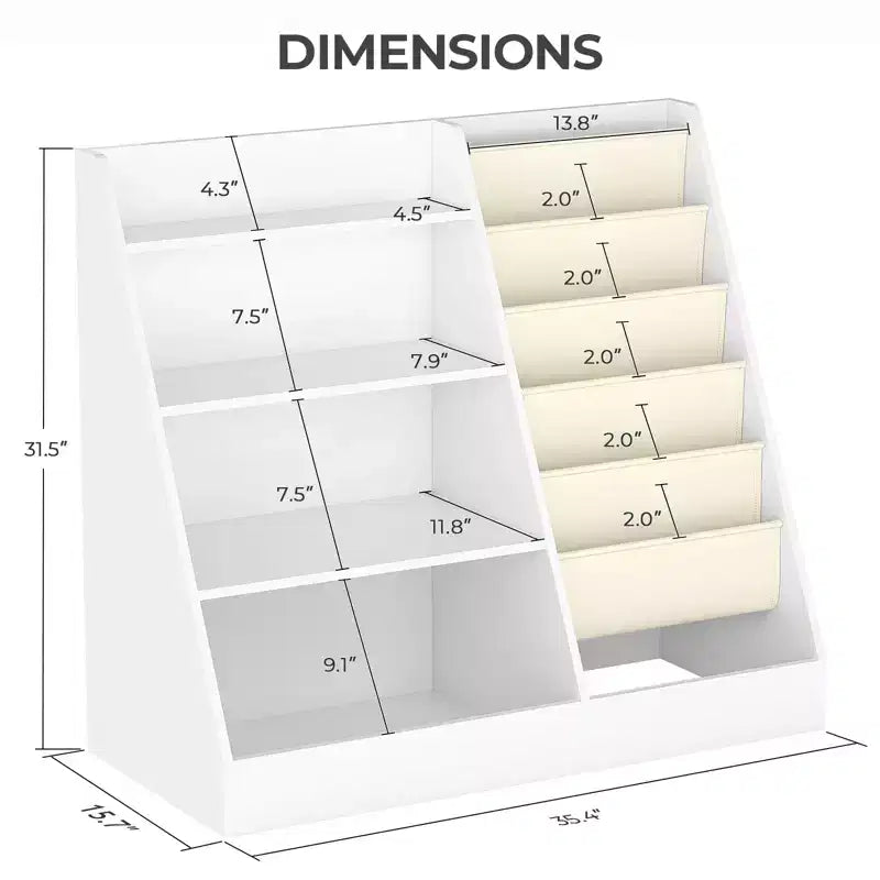 Étagère 4 niveaux pour livres et jouets pour enfants