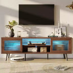 Meuble TV moderne de 160 cm avec éclairage LED, pour téléviseurs jusqu'à 70 pouces