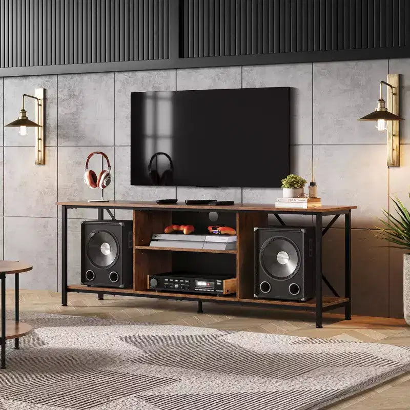 Meuble TV pour téléviseur de 55 à 65 pouces avec étagères de rangement