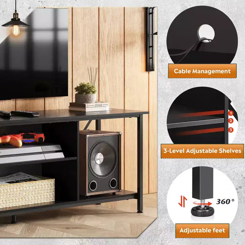 Meuble TV pour téléviseur de 55 à 65 pouces avec étagères de rangement