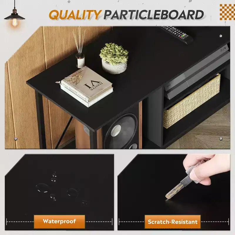 Meuble TV pour téléviseur de 55 à 65 pouces avec étagères de rangement