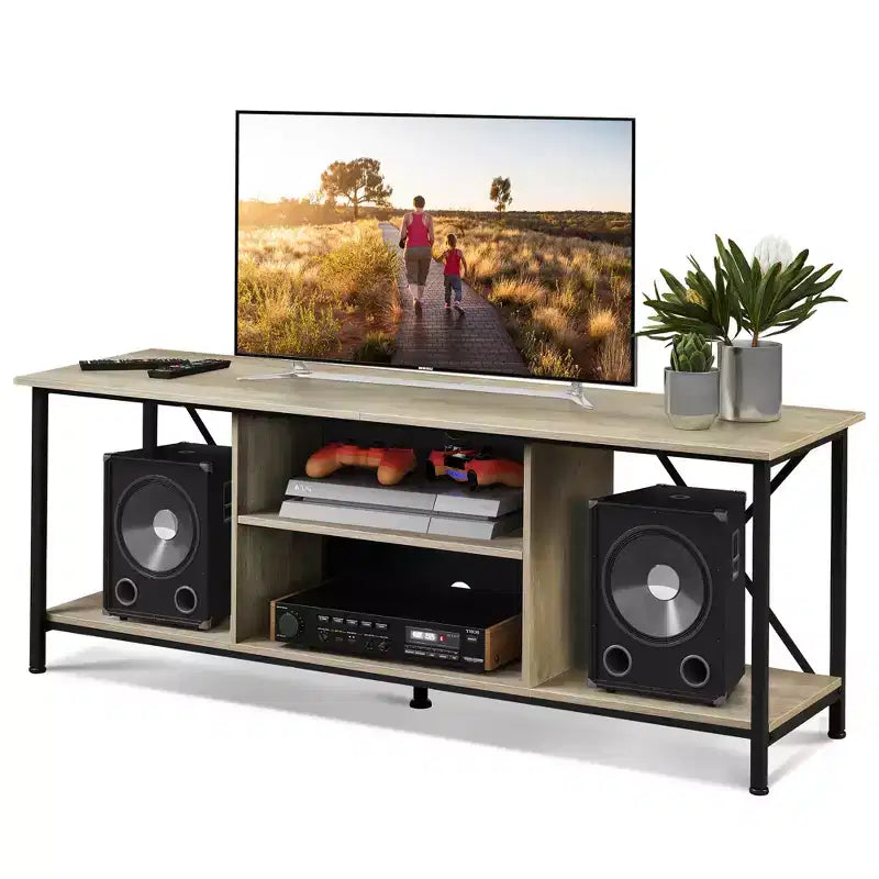 Meuble TV pour téléviseur de 55 à 65 pouces avec étagères de rangement