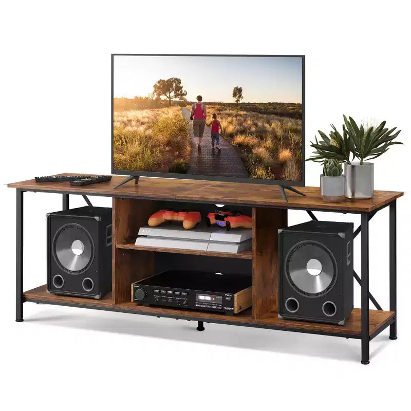 Meuble TV pour téléviseur de 55 à 65 pouces avec étagères de rangement