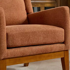 Fauteuil moderne avec assise rembourrée, structure en bois massif, canapé individuel à dossier haut pour salon et chambre à coucher