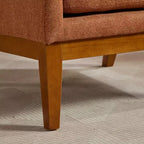 Fauteuil moderne avec assise rembourrée, structure en bois massif, canapé individuel à dossier haut pour salon et chambre à coucher