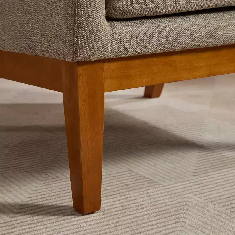 Fauteuil moderne avec assise rembourrée, structure en bois massif, canapé individuel à dossier haut pour salon et chambre à coucher