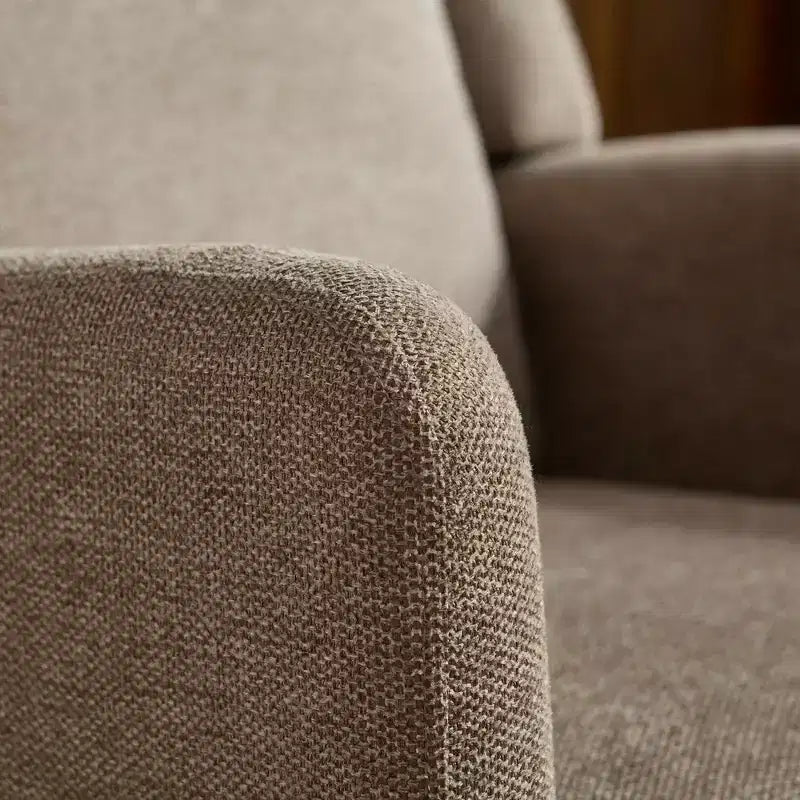 Fauteuil moderne avec assise rembourrée, structure en bois massif, canapé individuel à dossier haut pour salon et chambre à coucher
