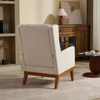 Fauteuil moderne avec assise rembourrée, structure en bois massif, canapé individuel à dossier haut pour salon et chambre à coucher