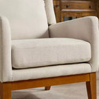 Fauteuil moderne avec assise rembourrée, structure en bois massif, canapé individuel à dossier haut pour salon et chambre à coucher