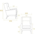 Fauteuil moderne avec assise rembourrée, structure en bois massif, canapé individuel à dossier haut pour salon et chambre à coucher
