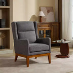 Fauteuil moderne avec assise rembourrée, structure en bois massif, canapé individuel à dossier haut pour salon et chambre à coucher