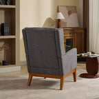 Fauteuil moderne avec assise rembourrée, structure en bois massif, canapé individuel à dossier haut pour salon et chambre à coucher