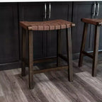 Tabouret de comptoir sans dossier avec assise en similicuir - 63,5 cm