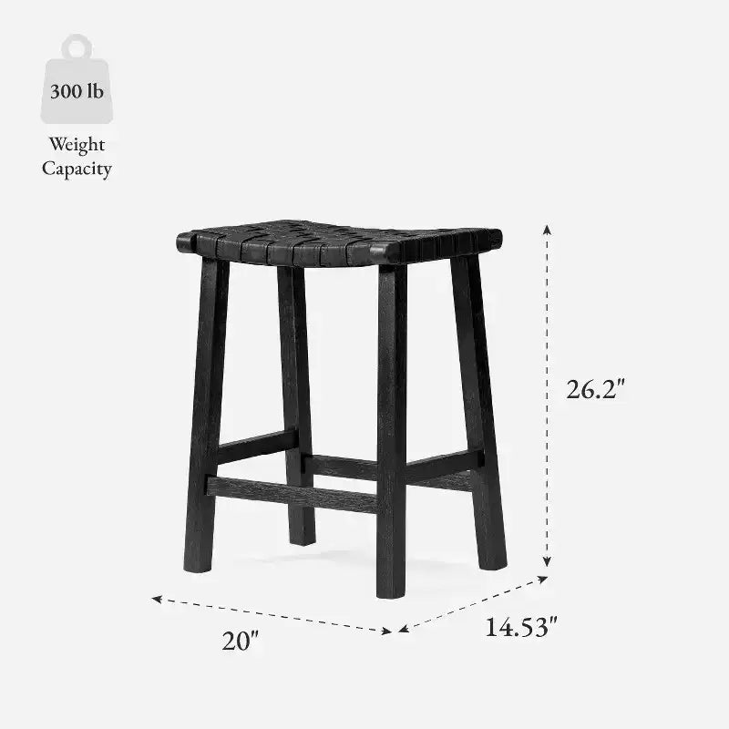 Tabouret de comptoir sans dossier avec assise en similicuir - 63,5 cm