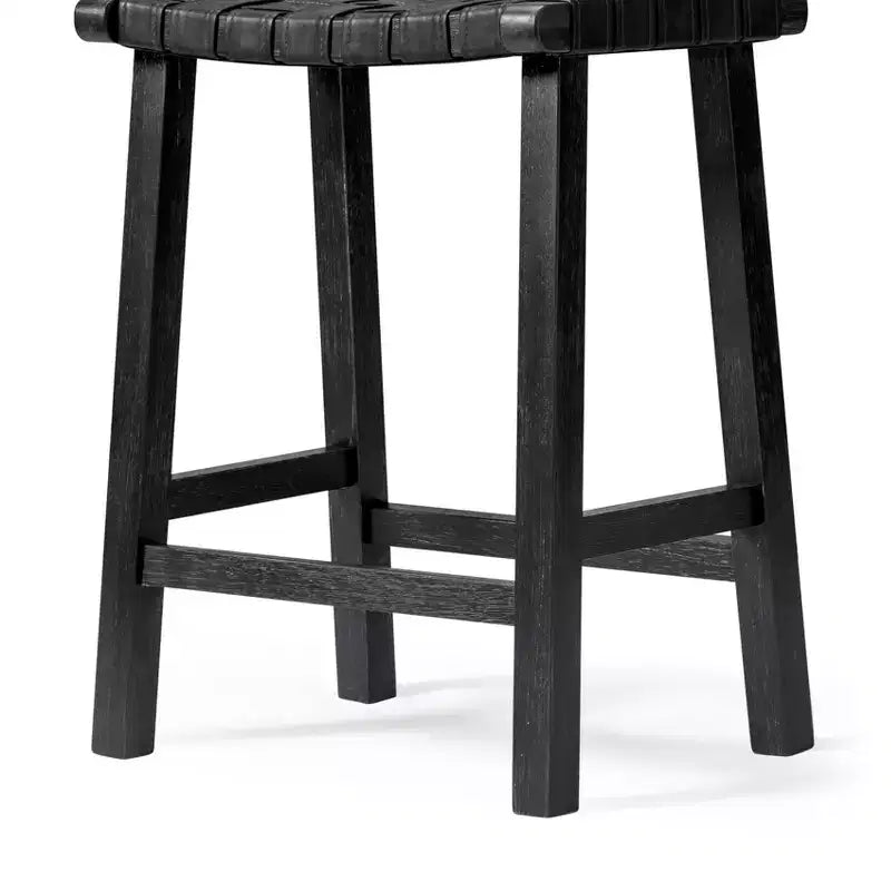 Tabouret de comptoir sans dossier avec assise en similicuir - 63,5 cm
