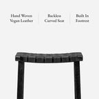 Tabouret de comptoir sans dossier avec assise en similicuir - 63,5 cm
