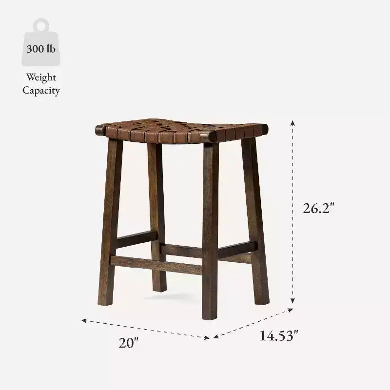 Tabouret de comptoir sans dossier avec assise en similicuir - 63,5 cm