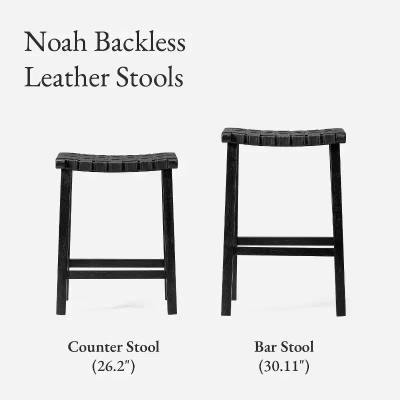 Tabouret de comptoir sans dossier avec assise en similicuir - 63,5 cm