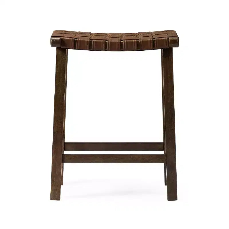 Tabouret de comptoir sans dossier avec assise en similicuir - 63,5 cm