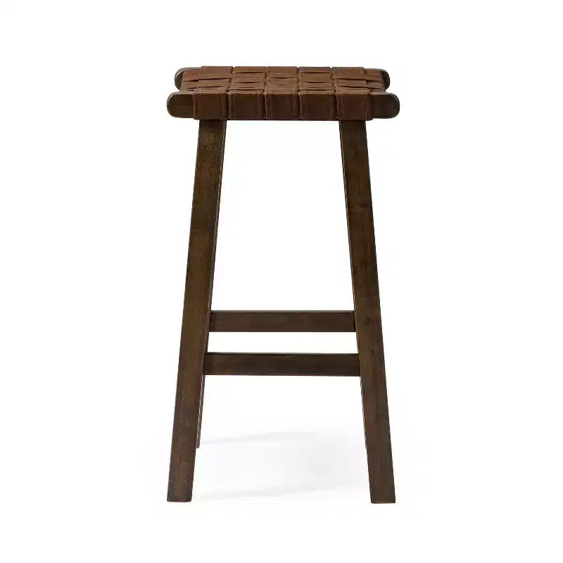 Tabouret de comptoir sans dossier avec assise en similicuir - 63,5 cm