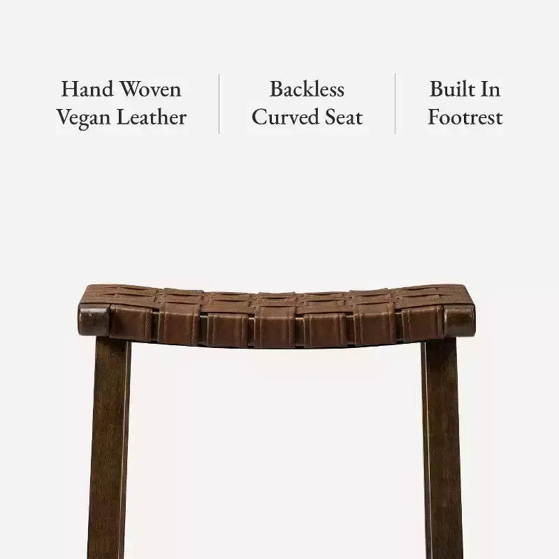 Tabouret de comptoir sans dossier avec assise en similicuir - 63,5 cm