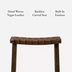 Tabouret de comptoir sans dossier avec assise en similicuir - 63,5 cm