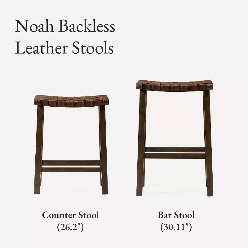 Tabouret de comptoir sans dossier avec assise en similicuir - 63,5 cm