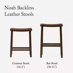 Tabouret de comptoir sans dossier avec assise en similicuir - 63,5 cm