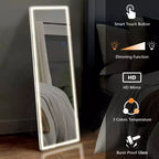 Miroir LED pleine longueur 64x21 pouces avec éclairage 3 couleurs, fixation murale ou autoportant, blanc