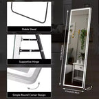 Miroir LED pleine longueur 64x21 pouces avec éclairage 3 couleurs, fixation murale ou autoportant, blanc
