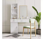Coiffeuse avec lumières et miroir intégré, rangements multiples, blanche