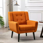 Fauteuil d'appoint en velours capitonné avec pieds noirs - Chaise de salon