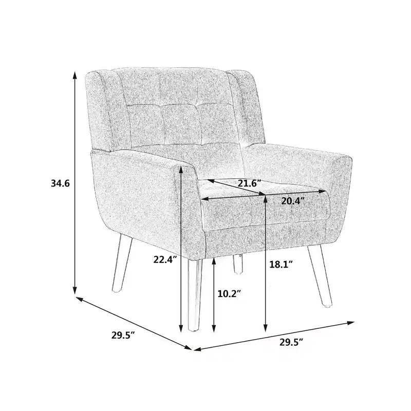 Fauteuil d'appoint en velours capitonné avec pieds noirs - Chaise de salon