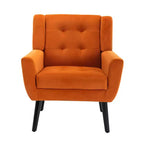 Fauteuil d'appoint en velours capitonné avec pieds noirs - Chaise de salon