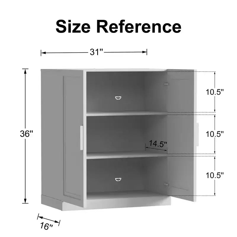 Meuble de rangement en bois avec 2 portes et 3 étagères