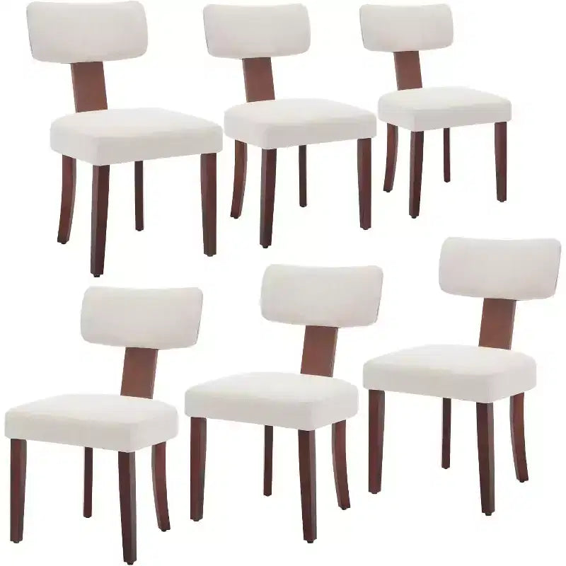 Chaises de salle à manger modernes rembourrées en tissu avec pieds en bois et garniture cloutée