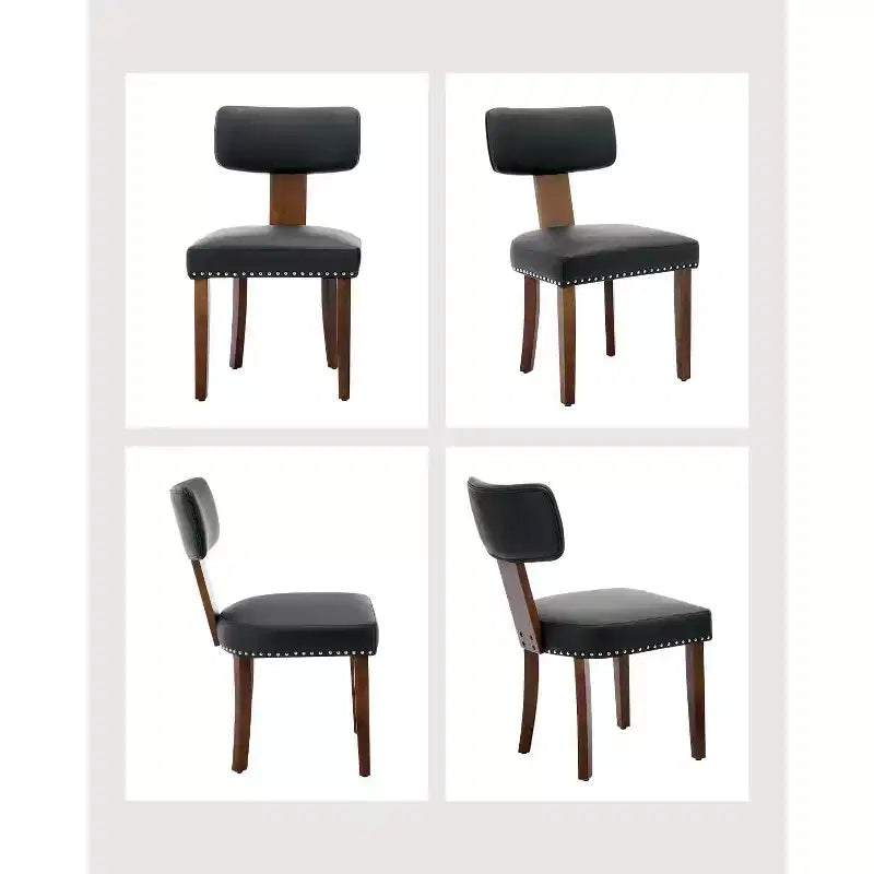 Chaises de salle à manger modernes rembourrées en tissu avec pieds en bois et garniture cloutée