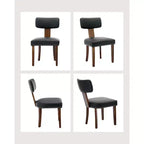 Chaises de salle à manger modernes rembourrées en tissu avec pieds en bois et garniture cloutée