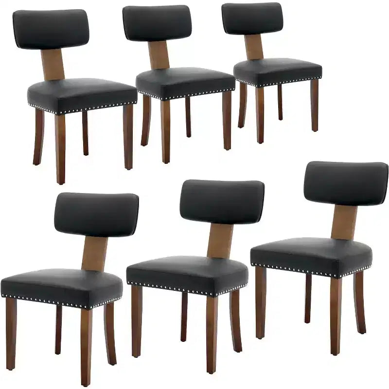 Chaises de salle à manger modernes rembourrées en tissu avec pieds en bois et garniture cloutée