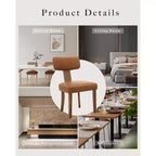 Chaises de salle à manger modernes rembourrées en tissu avec pieds en bois et garniture cloutée