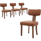 Chaises de salle à manger modernes rembourrées en tissu avec pieds en bois et garniture cloutée