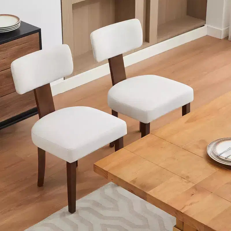 Chaises de salle à manger modernes rembourrées en tissu avec pieds en bois et garniture cloutée